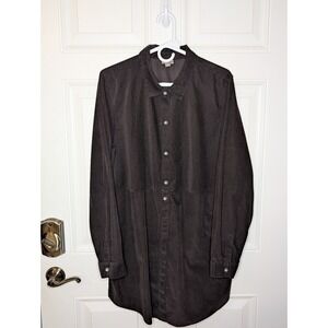 J Jill Women's Corduroy Tunic Shirt Size XL Dark Brown L/S Button EUC